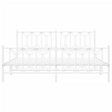 Metal Bed Frame without Mattress with Footboard White 180x200cm 376199