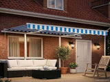 3069921 Manual Retractable Awning with LED 3,5x2,5 m Blue and White