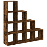 Room Divider Bookcase 4-Tier Smoked Oak 131.5x29x131.5 cm Engineered Wood 857971