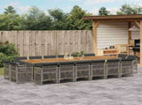 17 Piece Garden Dining Set with Cushions Grey Poly Rattan 3210890