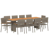 Garden Dining Set 11 pcs Grey Poly Rattan 3365423
