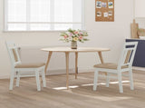 Dining Chair 2 pcs White and Brown Solid Rubber Wood 42020508