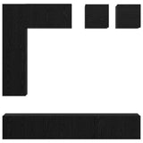 TV Cabinet Set Wall-mounted 8 pcs Black Oak Engineered Wood 3393280