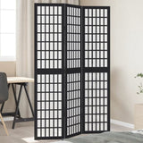 Room Divider 3 Panels Black Solid Wood Paulownia 358766