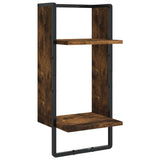 4 Piece Wall Shelf Set with Bars Smoked Oak Engineered Wood 836310