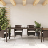 Garden Table with Glass Top Brown 190x90x75 cm Poly Rattan 365593