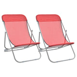 Folding Beach Chairs 2 pcs Red Textilene&Powder-coated Steel 360189