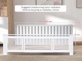 MDF Extendable Radiator Cover Cabinet Shelving Home Office Slatted Design White 139-208.5L x 20.5W x T3398P343152
