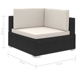 Patio Furniture Black and Cream Poly Rattan, Steel, Polyester Large 41271