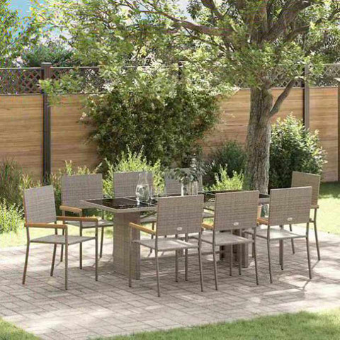 Garden Dining Set 9 pcs Grey Poly Rattan 3365428