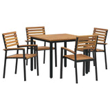 Garden Dining Set 5 pcs Black Solid Acacia Wood 3284398