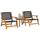 Garden Chairs with Table 3 pcs Black Solid Acacia Wood 3214433