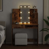Dressing Table with LED Lights Old Wood 96x40x142 cm 857025