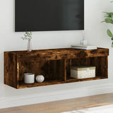 TV Cabinet with LED Lights Smoked Oak 100x30x30 cm 837163