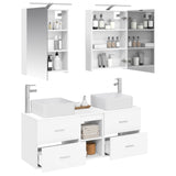 Bathroom Furniture Set 5 pcs White Engineered Wood and Glass 3406751