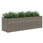 ZNTS Garden Planters with 3 Pots 2 pcs Grey 105x30x32 cm Poly Rattan 3210524