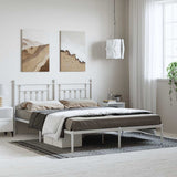 Bed Frame White Powder-Coated Steel Double Bed Frame 353591