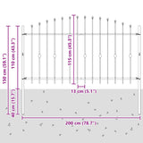 Spike Fence Asten Black 200 x 150 cm Powder-Coated Steel 42030087