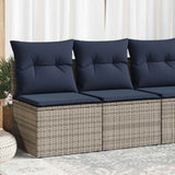 2 Piece Garden Sofa Set with Cushions Grey Poly Rattan Acacia 3325237