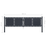 Garden Gate Steel 300x75 cm Anthracite 144523