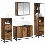 Bathroom Furniture Set with Door 4 pcs Old Wood Engineered Wood 3402482