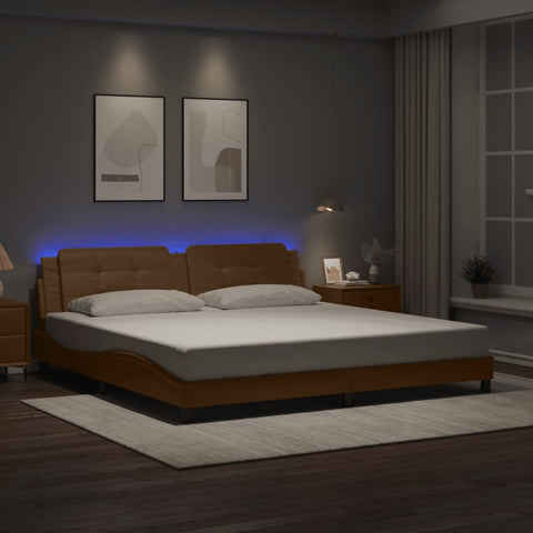 Bed Frame with LED without Mattress "Zadar" Cappuccino 200x200 cm 3214135