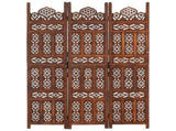 Hand carved 3-Panel Room Divider Brown 120x165 cm Solid Mango Wood 285324