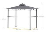 2.5M New Double-Tier BBQ Gazebo Grill Canopy Barbecue Tent Shelter Patio Deck Cover - Grey T3398P318562