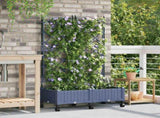 Garden Planter with Trellis&Wheels 2 pcs Grey PP 3422986