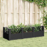 Garden Planter with Pegs Black 123.5x43.5x43.5 cm PP 368017