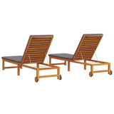 Sun Lounger 2 pcs Brown 53 x 202 x 89cm Solid Acacia wood 3333831