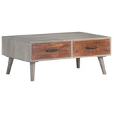 ZNTS Coffee Table Grey 100x60x40 cm Solid Rough Mango Wood 321808