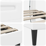 Bed Frame with LED Strip Lights White 90 x 190 cm Faux Leather 42028038