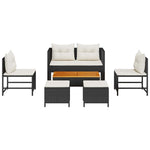 Garden Sofa Set 6 pcs Black and cream Poly Rattan 4104699