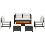 Garden Sofa Set 6 pcs Black and cream Poly Rattan 4104699