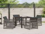 Garden Dining Set 5 pcs Grey Poly Rattan 3380625