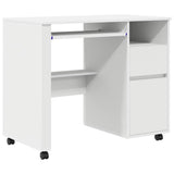 Desk with Wheels White 91 x 50 x 77 cm Engineered Wood 869530