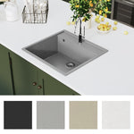 ZNTS Kitchen Sink with Overflow Hole Grey Granite 147062