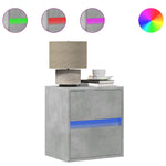 ZNTS Wall-mounted Bedside Cabinet with LED Lights Concrete Grey 3307967
