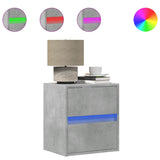 Wall-mounted Bedside Cabinet with LED Lights Concrete Grey 3307967