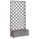 Planter with Trellis Grey 90x35x180 cm Solid Wood Fir 365480