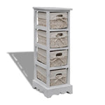Wooden Storage Rack 4 Weaving Baskets White 240797