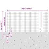 Fence with Posts Grey 1 x 25 m Steel 3336140