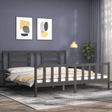 Bed Frame without Mattress Grey 200x200 cm Solid Wood Pine 3192903