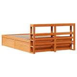 ZNTS Bed Frame with Headboard Wax Brown 150x200 cm King Size Solid Wood Pine 3306341