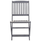 Outdoor Chair Set of 6 Grey Solid Acacia Wood Medium Foldable 3065520