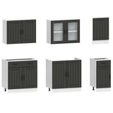 7 Piece Kitchen Cabinet Set Kalmar Black Engineered Wood 3314742