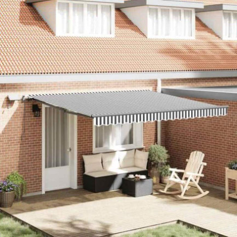 Manual Retractable Awning with LEDs Anthracite&White 400x300 cm 3310231