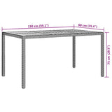 Garden Table Black 150 x 90 x 75 cm Poly Rattan 362544