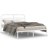 Metal Bed Frame without Mattress with Headboard White 150x200cm 376651